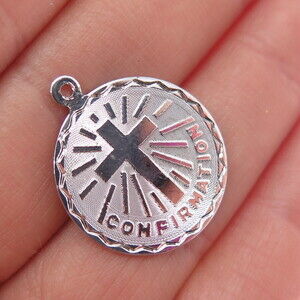 SPENCER 925 Sterling Silver Vintage Confirmation Cross Charm Pendant
